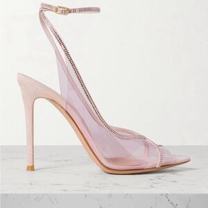 GIANVITO ROSSI - Crystelle 105 leather-trimmed PVC sandals (Size 37.5)